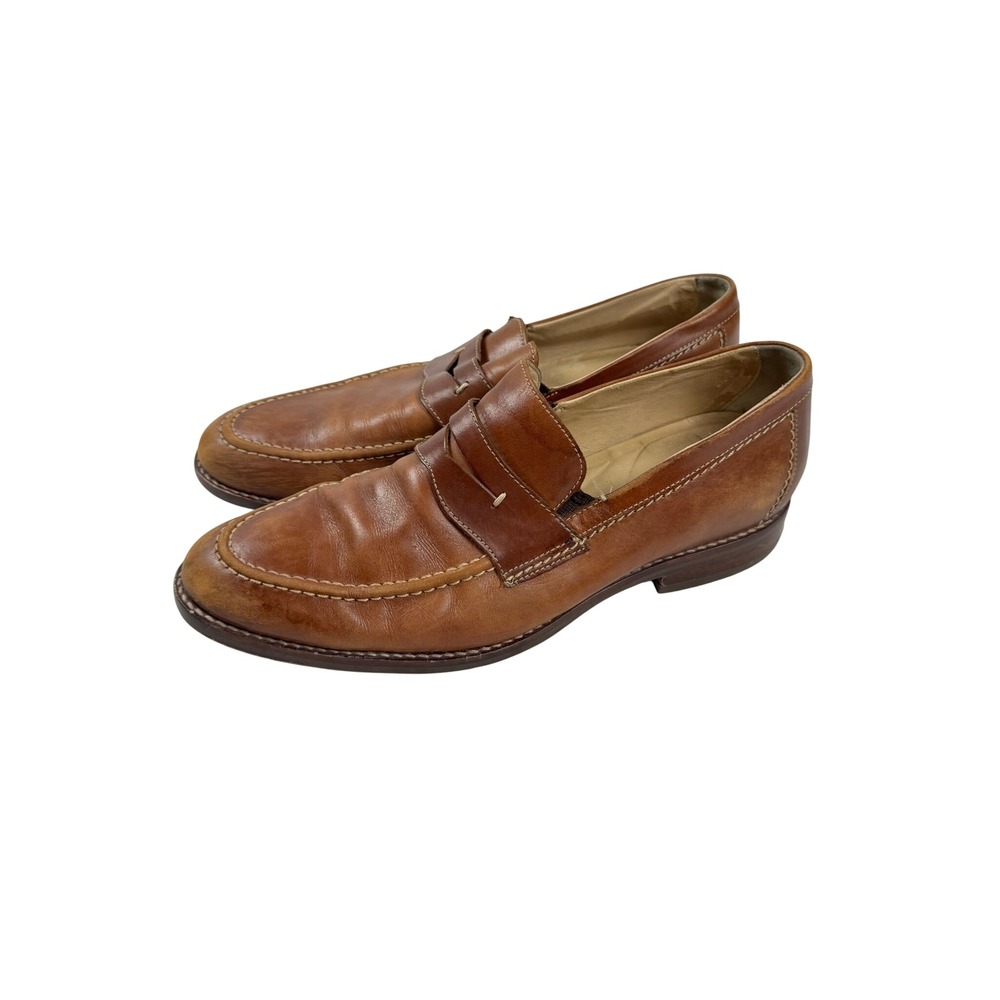 Johnston & Murphy Mens 10 M Tan Brown Sheepskin Leather Penny Loafers 20-9592